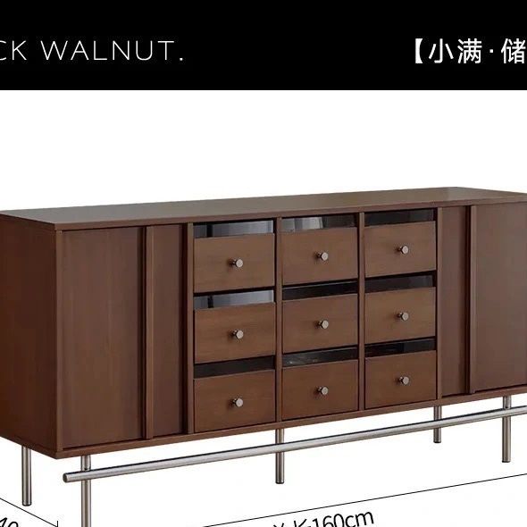 复古北欧实木客厅边柜储物柜卧室小户型床尾简约收纳柜中抽屉九斗