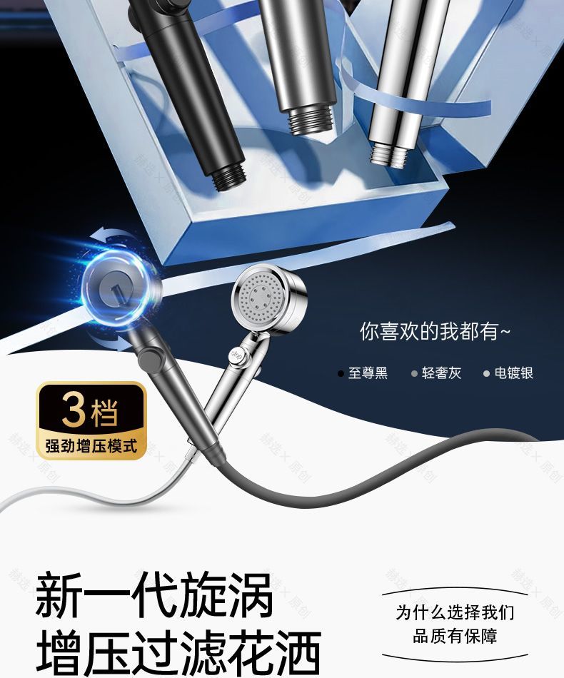 德國雙渦輪增壓花灑噴頭超強加壓大出水浴室淋浴頭淋雨蓮蓬頭套裝
