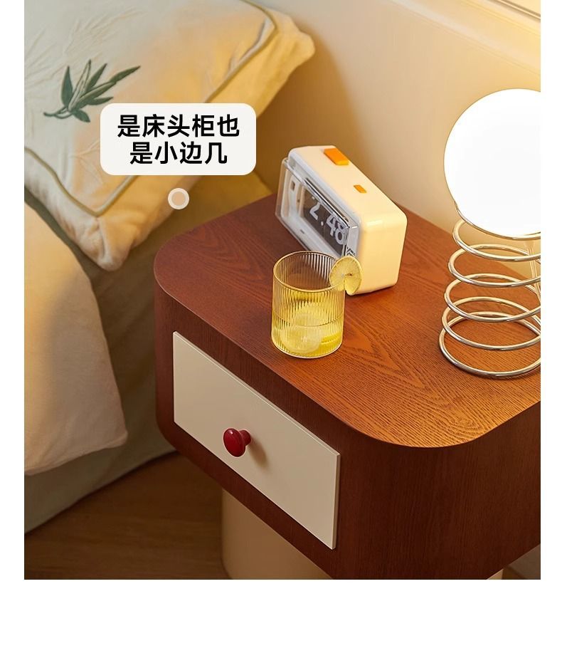 兒童牀頭櫃可愛牀邊櫃網紅現代ins風圓形儲物角櫃輕奢風卡通邊幾