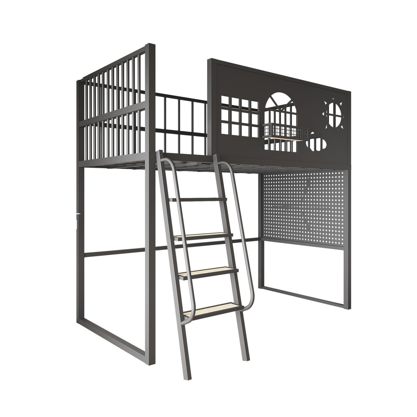 鐵藝高架牀簡約現代高低牀小戶型兒童樹屋閣樓牀複式省空間單層牀