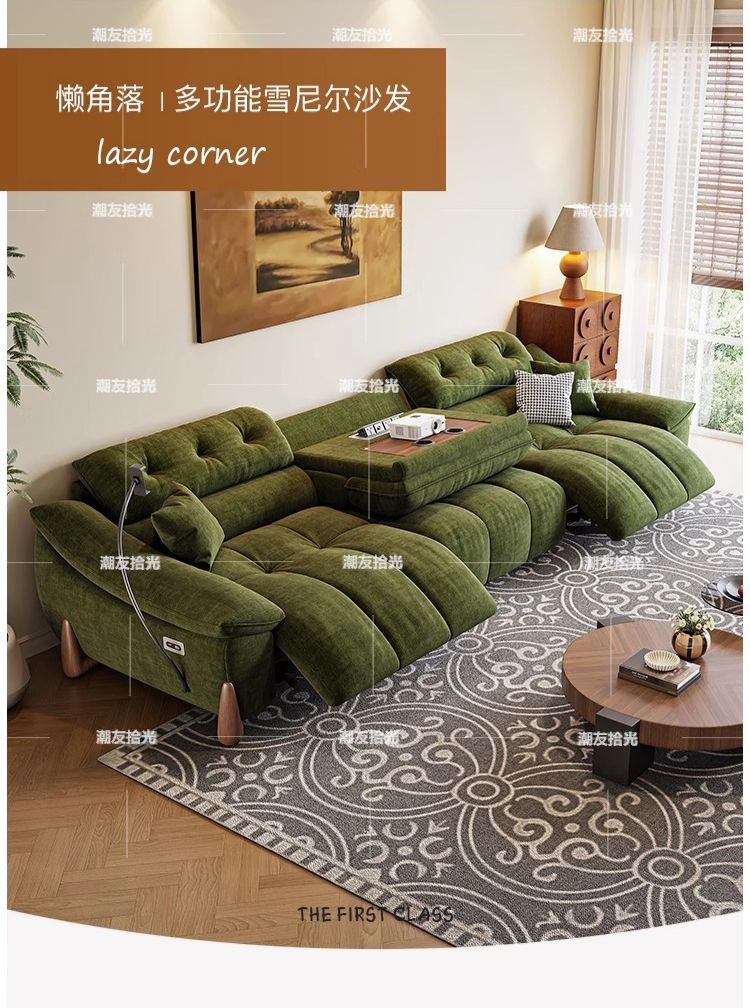 Factory Direct Thickened Chenille Electric Sofa – Retro Minimalist Functional Sofa, No Wall-Leaning Required, Perfect for Small and Large Living Rooms