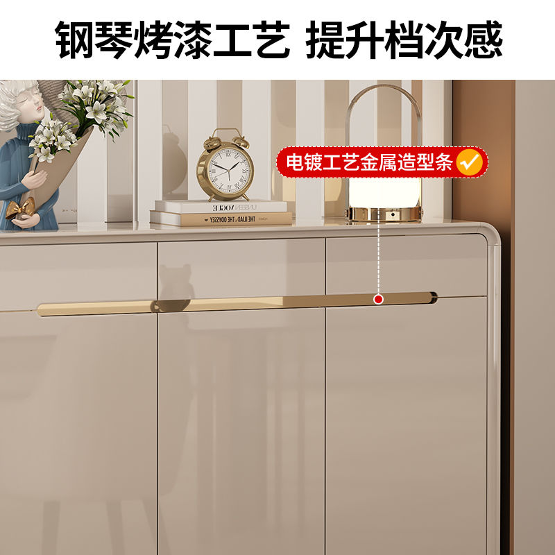 奶油风入户鞋柜家用门口带挂衣架一体简约现代客厅玄关隔断衣帽柜