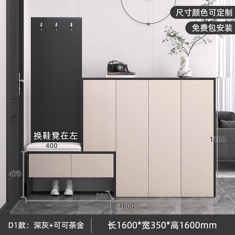 鞋櫃輕奢進門玄關櫃帶換鞋凳家用門口客廳現代簡約定製儲物收納櫃