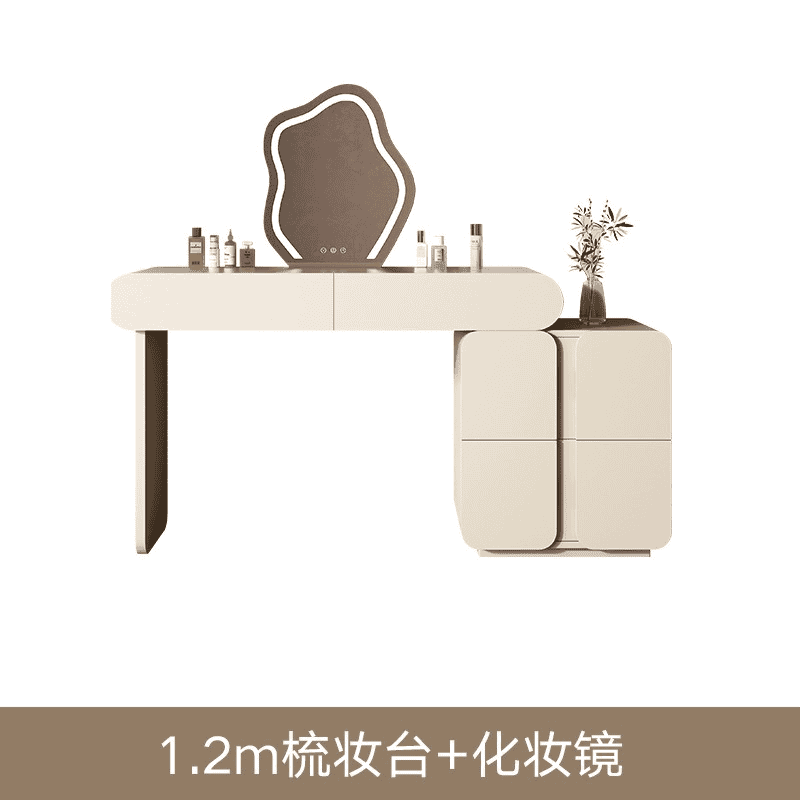 輕奢梳妝檯收納櫃一體臥室簡約現代小戶型化妝臺詫寂風伸縮化妝桌