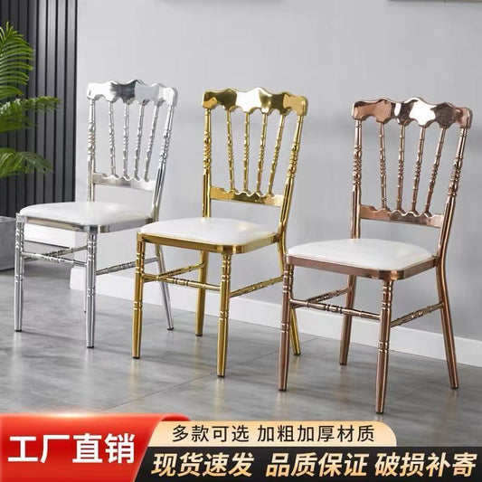 酒店婚庆宴会椅拿破仑靠背椅电镀铁艺餐椅竹节椅古堡椅饭店餐椅子
