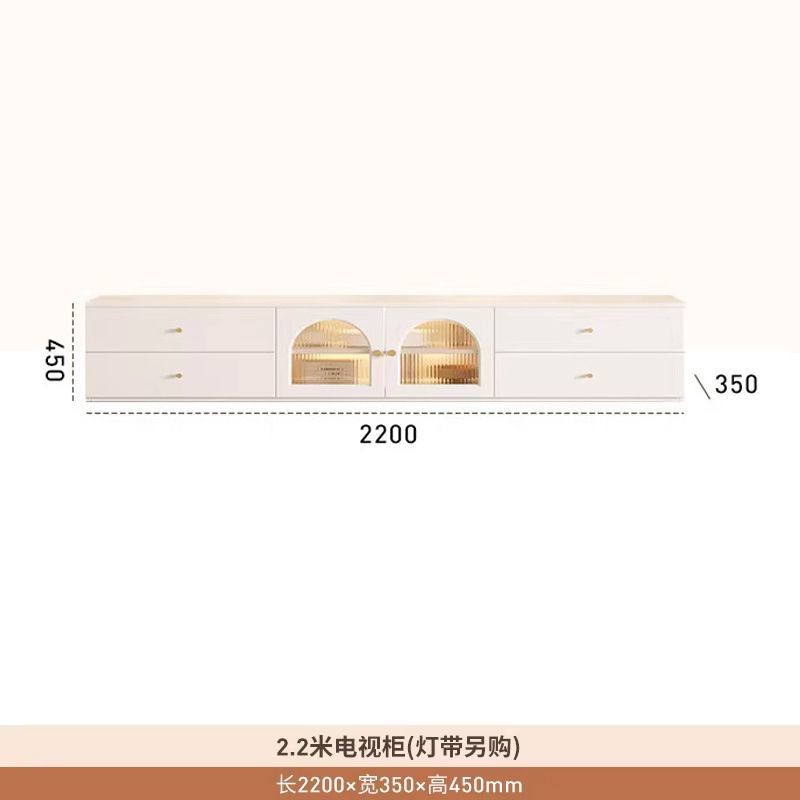 奶油風小戶型茶几電視櫃組合客廳鬥櫃家用法式輕奢定製玻璃落地櫃