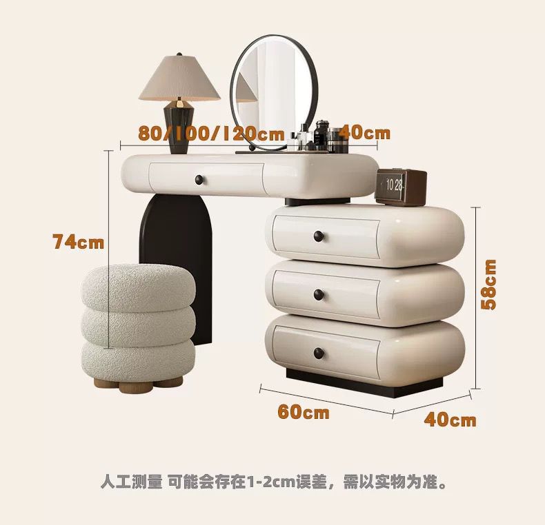 2025全實木現代臥室簡約梳妝檯鬥櫃一體輕奢高級化妝復古奶油風