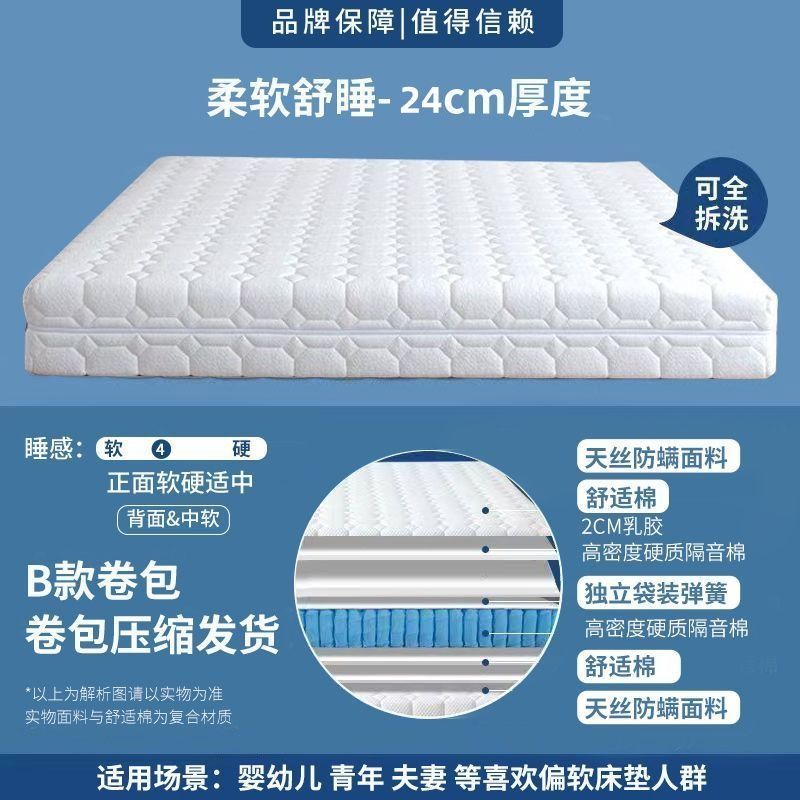 全拆式牀墊捲包壓縮牀墊可拆洗靜音家用乳膠椰棕牀墊可拆洗牀墊