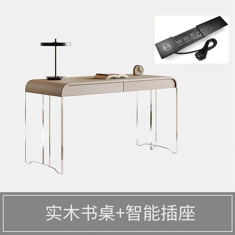 奶油風亞克力懸浮書桌梳妝寫字一體辦公桌前臺諮詢洽談電腦桌ST