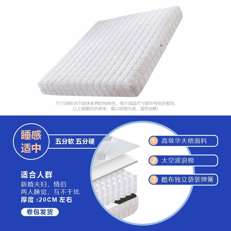 全拆洗式捲包牀墊席夢思家用軟墊1.8m獨立彈簧乳膠軟硬可調節定製
