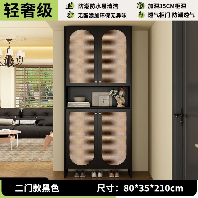 入户收纳鞋柜复古家用藤编门口透气隔断新款玄关靠墙储物落地鞋柜