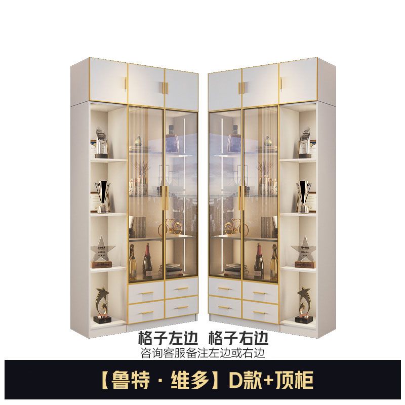 轻奢书柜电脑桌一体组合办公书橱小户型现代简约玻璃门多功能酒柜