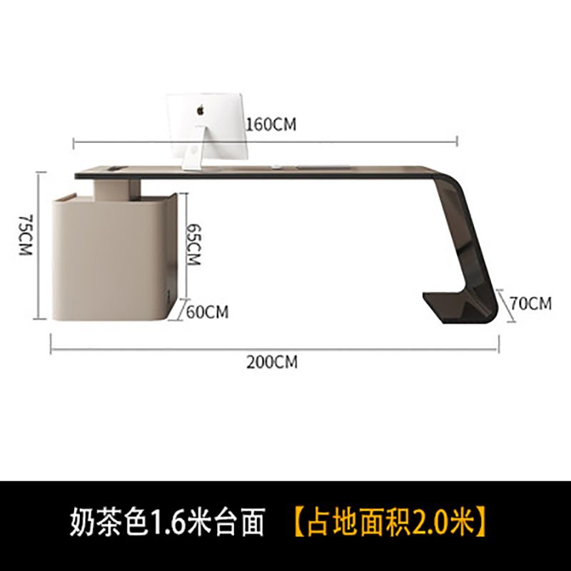 意式極簡奶油風巖板書桌輕奢現代老闆辦公桌書房電腦桌家用寫字檯