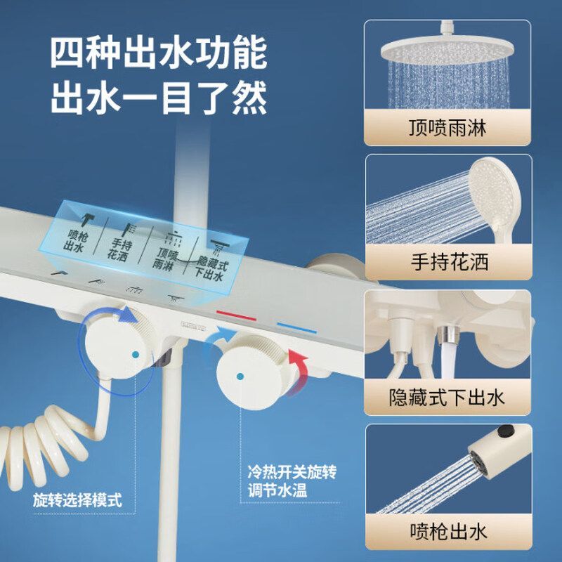 潛水艇新款淋浴奶油花灑套裝增壓白色家用淋浴器噴頭衛浴衛生間