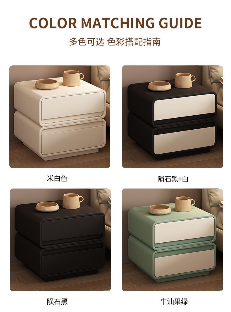 全實木牀頭櫃簡約現代輕奢高級感臥室意式極簡兒童奶油風牀邊櫃