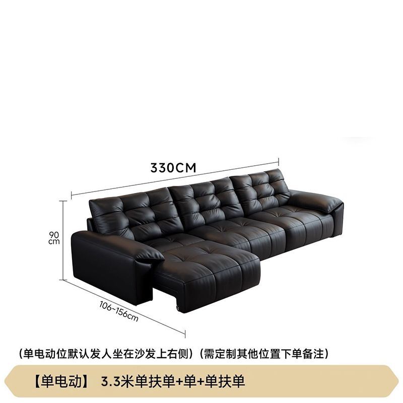 新款簡約意式沙發牀客廳生態皮沙發軟包沙發極簡功能靠牆電動直排