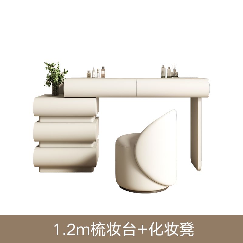 奶油風梳妝檯鬥櫃一體小戶型簡約現代臥室化妝桌輕奢ins風化妝臺