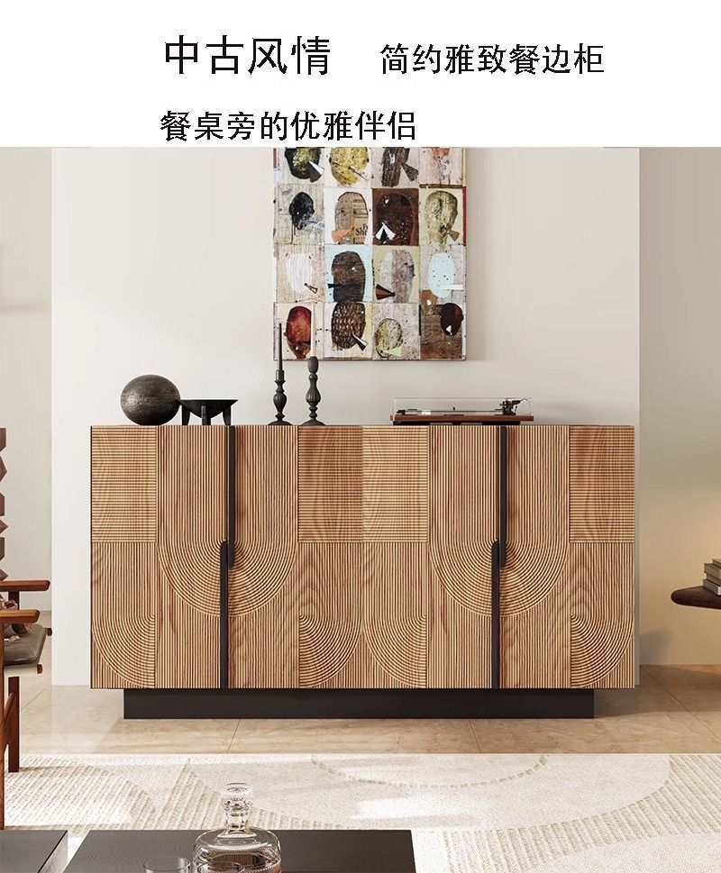 北歐實木中古風餐邊櫃入戶鞋櫃玄關櫃設計師茶水櫃客廳收納儲物櫃