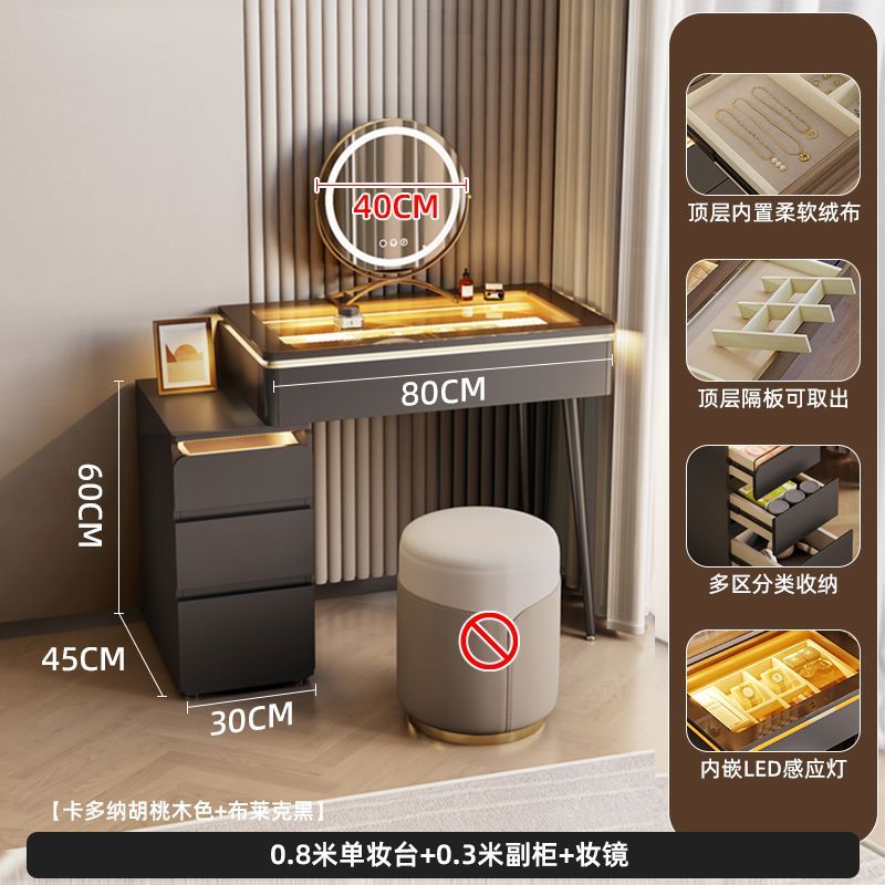 法式中古風梳妝檯小戶型化妝桌子牀頭櫃多功能收納伸縮化妝桌子
