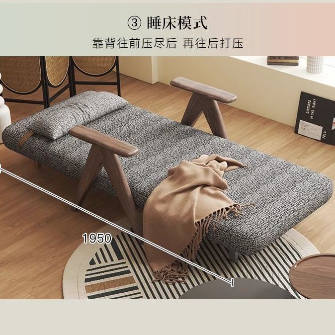 沙發牀單人摺疊實木兩用復古多功能書房陽臺可躺可睡懶人休閒椅