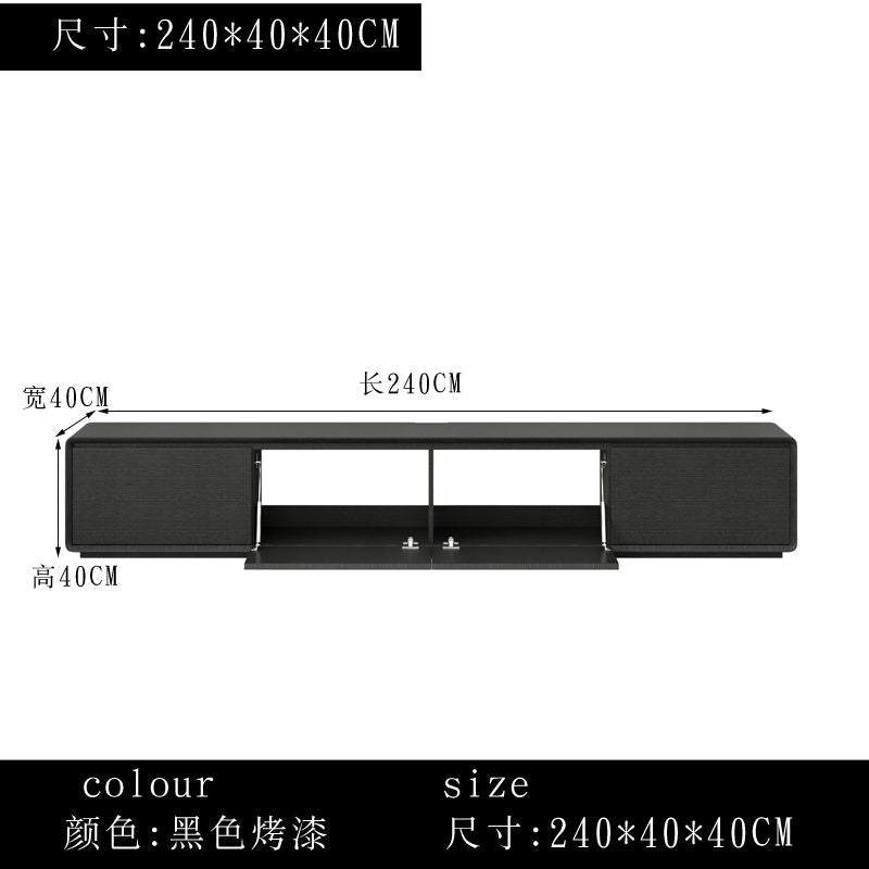 意式輕奢實木電視櫃組合 小戶型客廳黑色烤漆電視櫃中間鏤空背部
