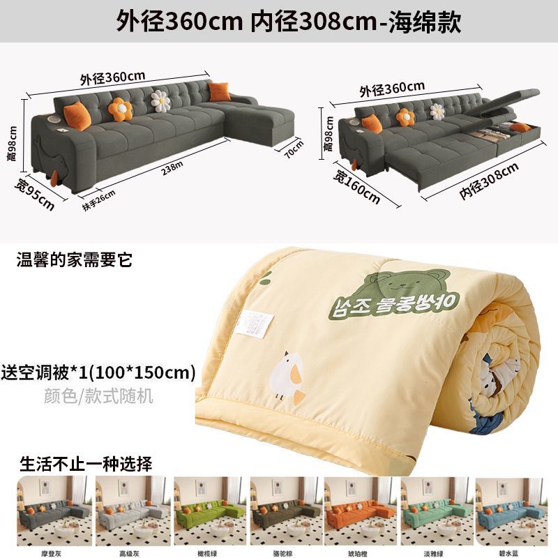 絨布沙發牀兩用小戶型客廳貴妃沙發牀多功能兩用可摺疊抽拉式牀