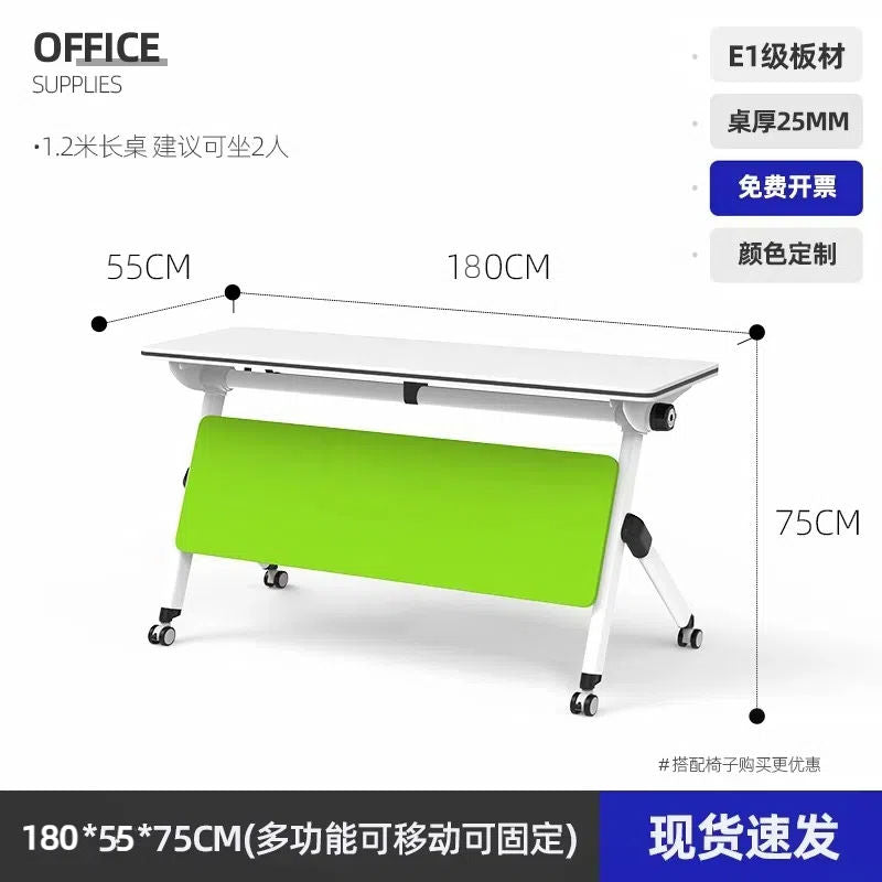 可折叠会议培训桌椅移动拼接组合多功能办公长条双人带轮简易课桌