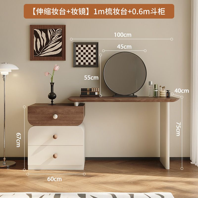 2025新款實木梳妝檯新款鬥櫃可伸縮收納一體品質奢華梳妝檯