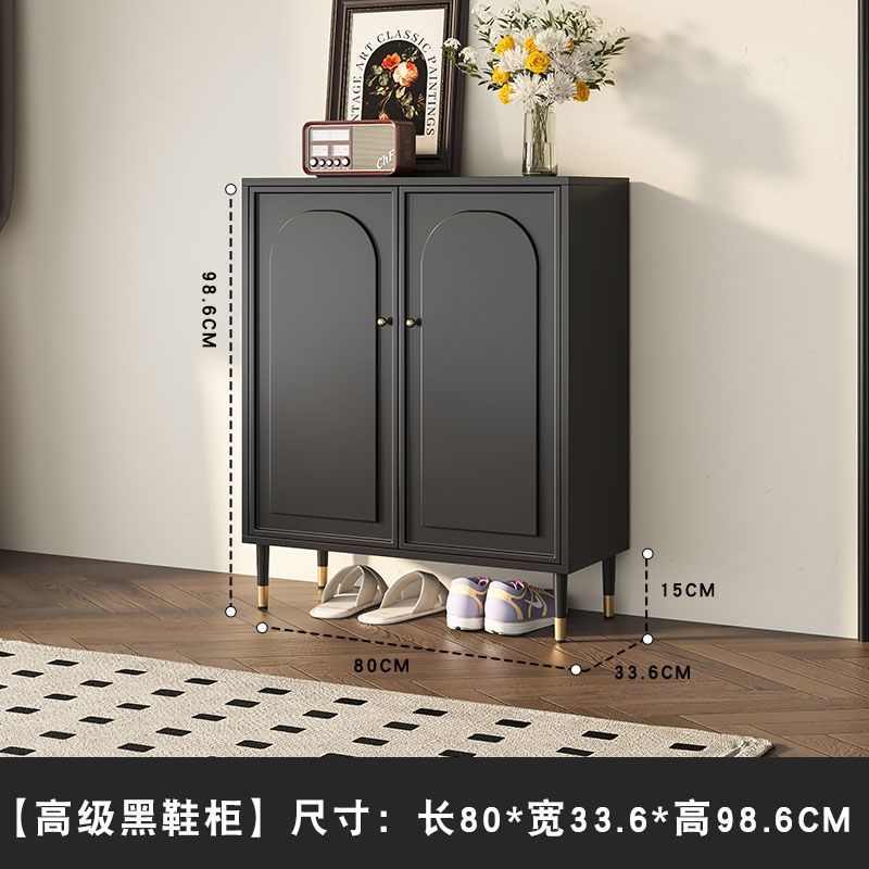 法式現代簡約黑色鞋櫃家用門口大容量入戶玄關一體儲物櫃收納新款