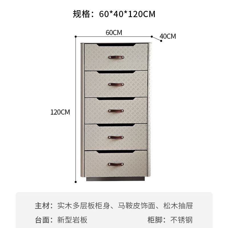 中古风马鞍皮梳妆台斗柜一体法式复古压花高级卧室实木收纳化妆桌
