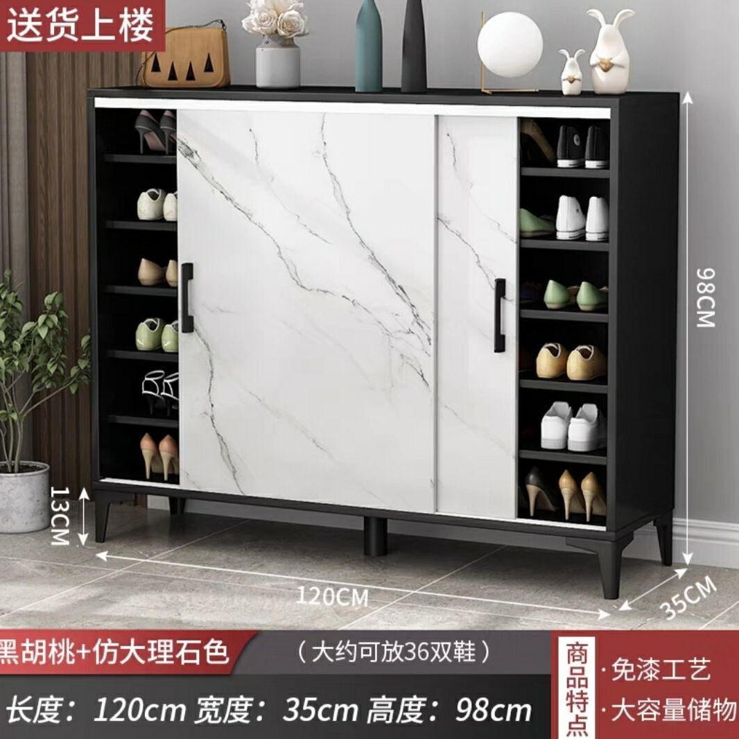 轻奢仿大理石鞋柜推拉移门鞋架家用门口门厅玄关收纳大容量省空间