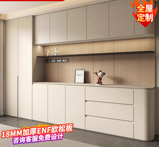 ENF级餐边柜一体靠墙转角圆弧柜客厅酒柜入户鞋柜储物柜全屋定制