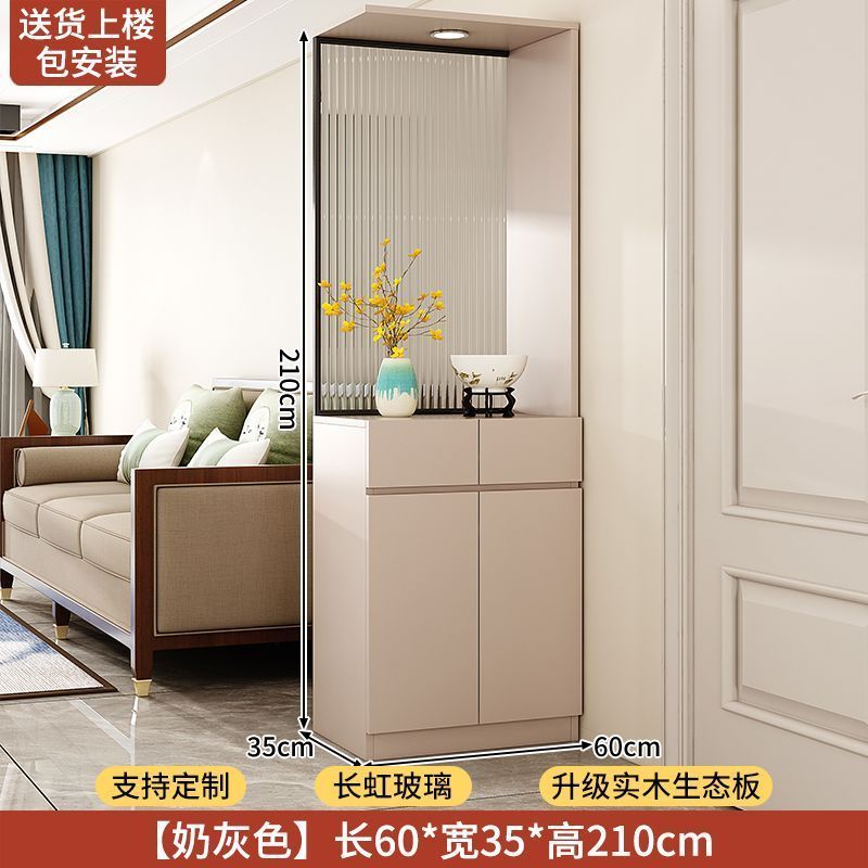 實木入戶玄關櫃鞋櫃一體客廳隔斷屏風櫃正對門儲物門廳櫃中古定製