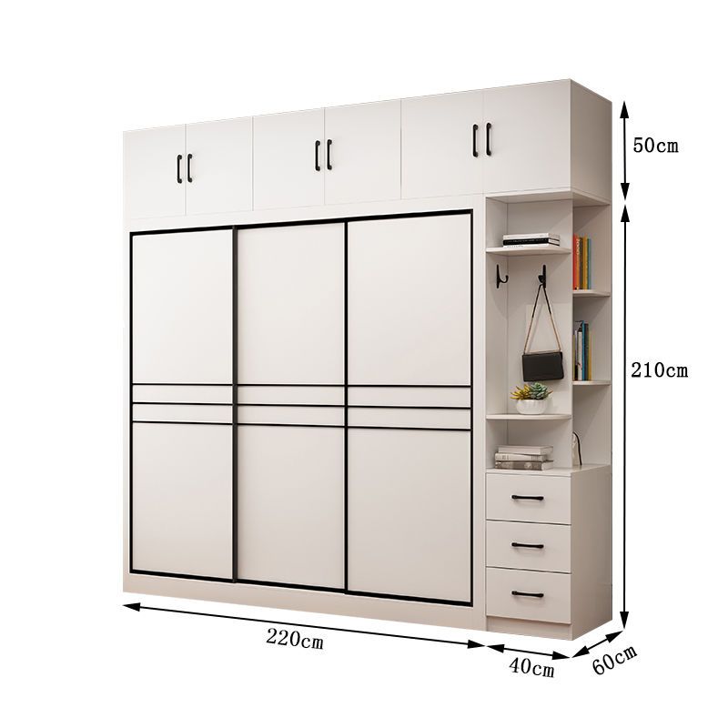 實木生態板衣櫃簡約現代臥室衣櫃經濟型推拉門衣櫃滑門趟門衣櫥櫃