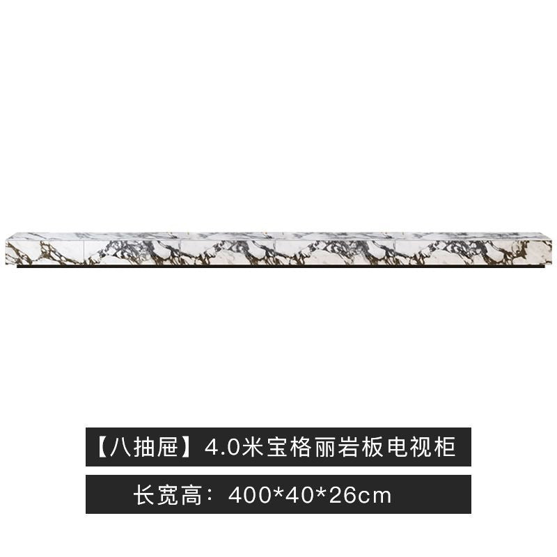 法式寶格麗巖板電視櫃大理石紋巖板現代輕奢長款奶油茶几地櫃組合