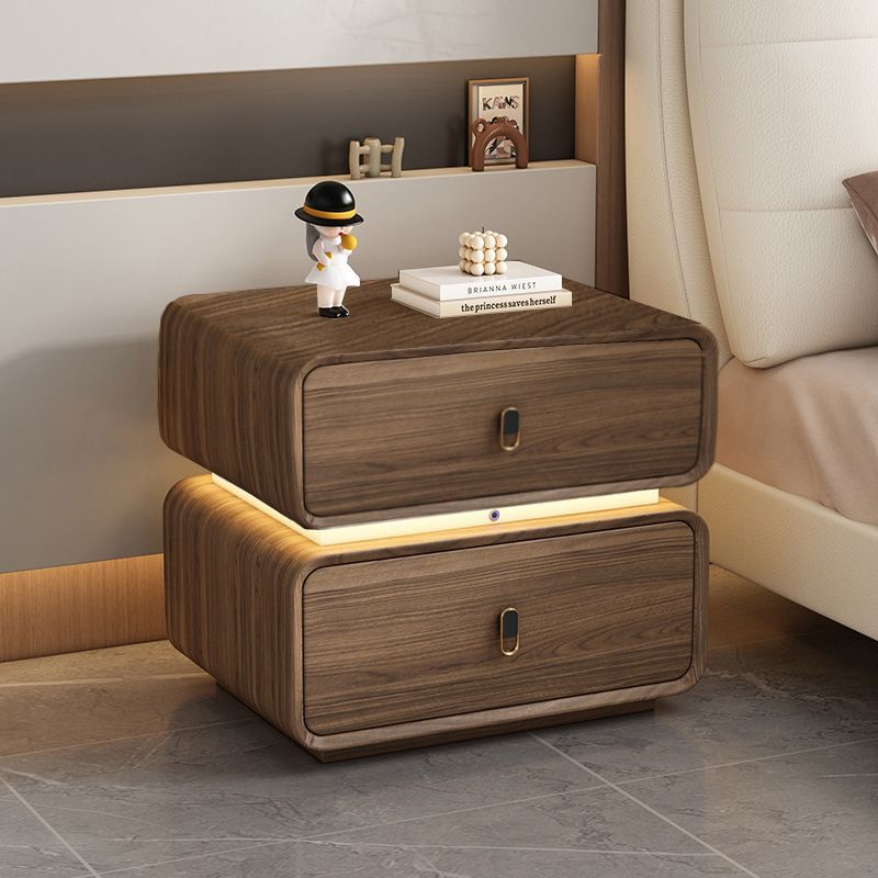 高級實木輕奢簡約奶油現代家用皮質臥室免安裝整裝小型收納牀頭櫃