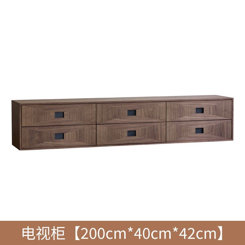 中古風電視櫃黑胡桃木色實木電視機櫃侘寂風家用儲物櫃子復古地櫃