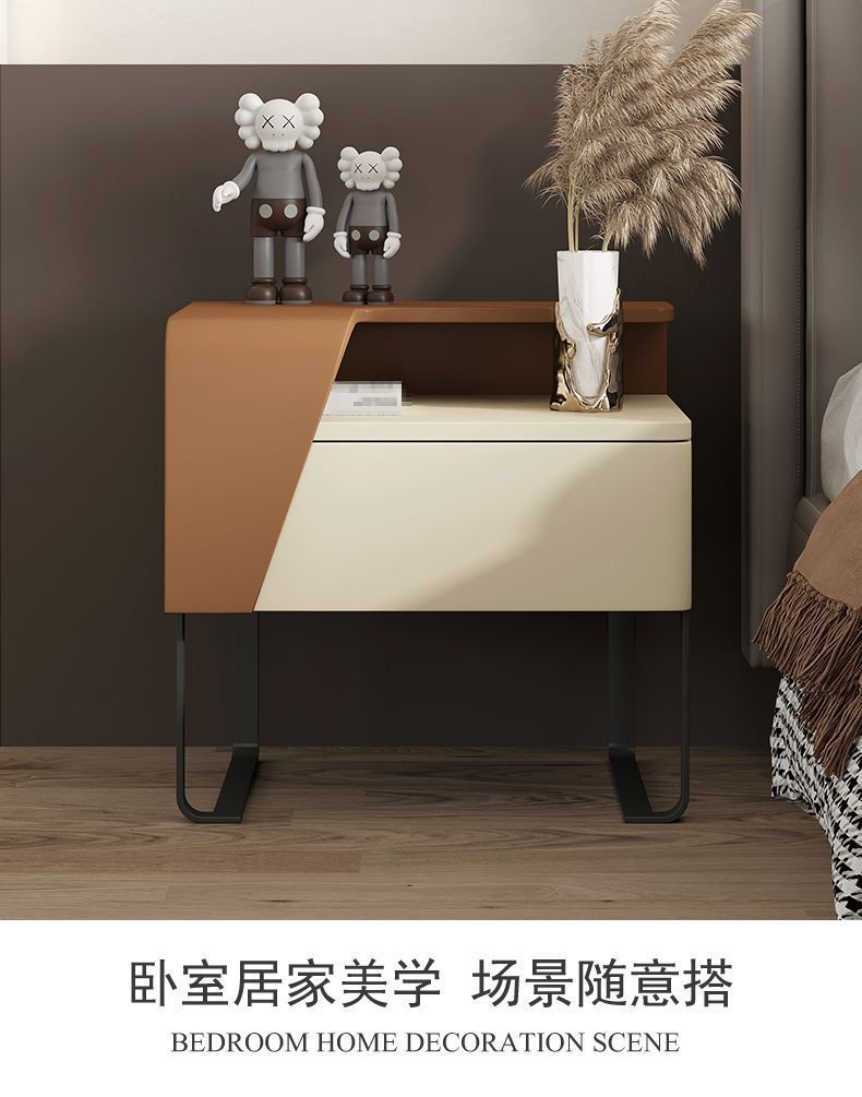 垞寂風牀頭櫃簡約現代創意小戶型高級感臥室極簡輕奢儲物牀邊櫃