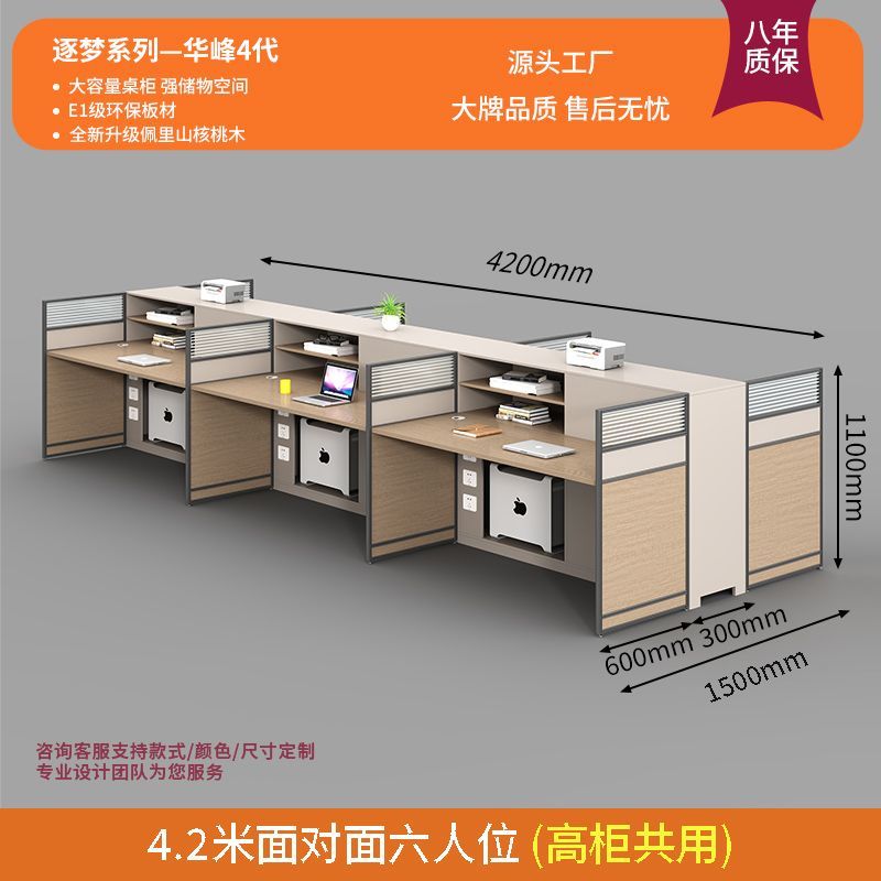 屏风职员财务办公桌椅办公室简约现代4/6/8人职员桌主管桌带高柜