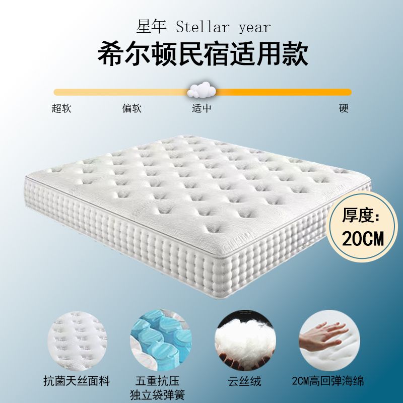 五酒店席夢思乳膠壓縮捲包獨立袋裝彈簧牀墊家用臥室20cm加厚