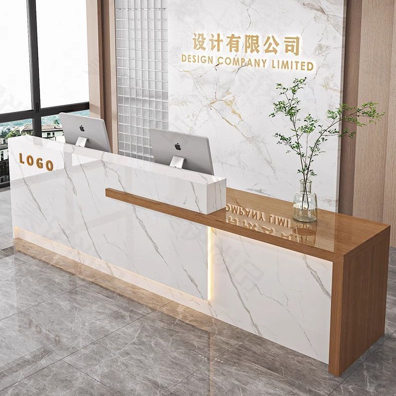 轻奢烤漆前台桌商业办公咨询柜台简约现代商铺小型吧台门店收银台