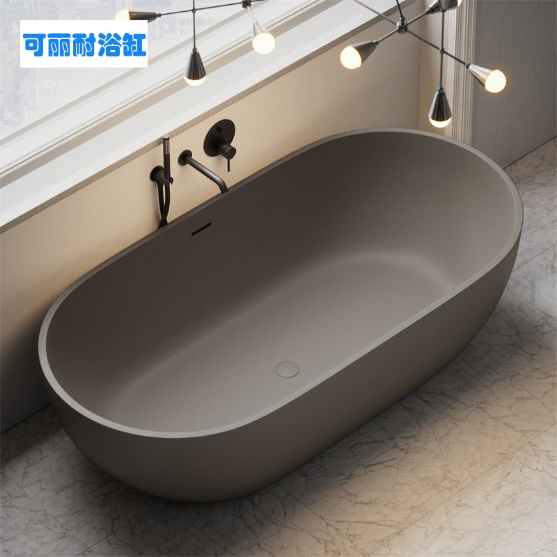 雙人浴缸獨立式一體人造石小戶型鵝蛋型網紅家用成人浴盆浴缸定製