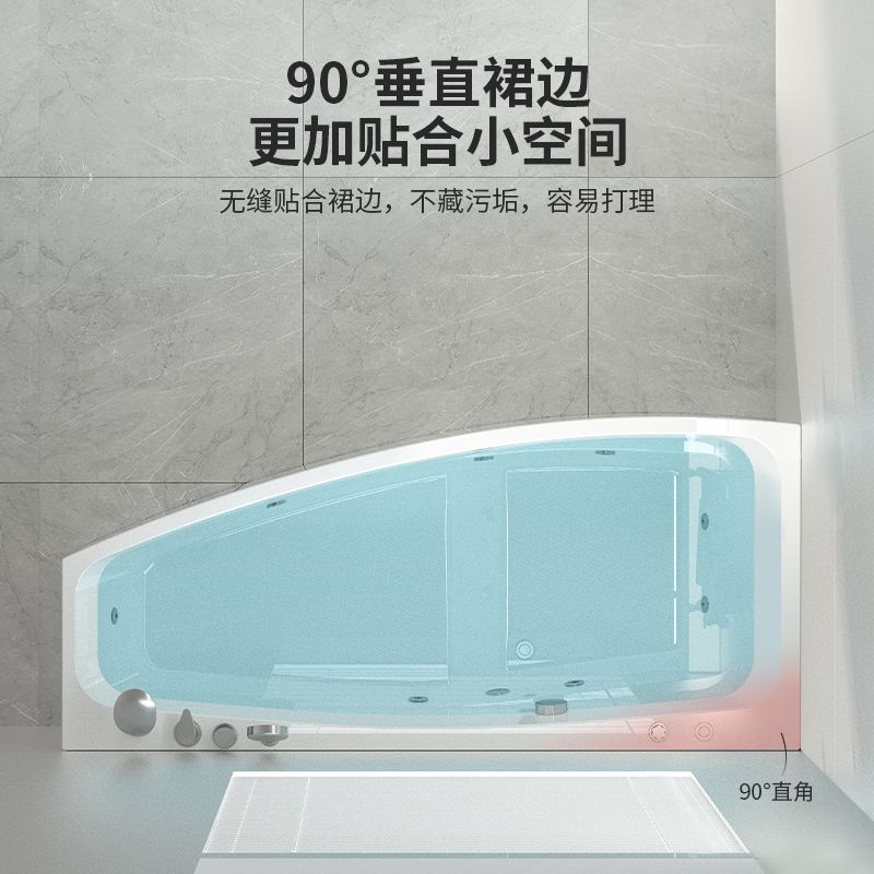 小戶型恆溫獨立式衝浪衛生間按摩亞克力浴缸家用三角形成人浴盆