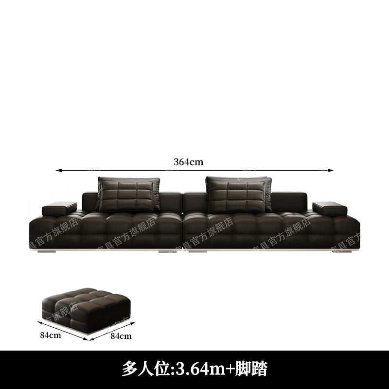 2025新款勞倫斯真皮輕奢意式極簡客廳設計師別墅大小戶型皮藝沙發