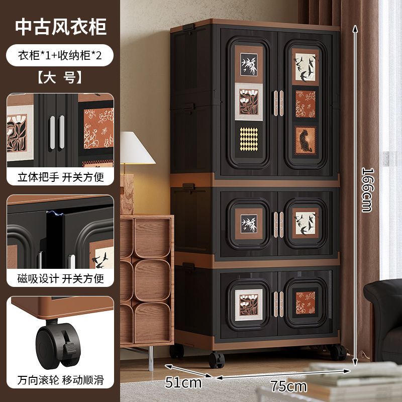新款中古风对开储物柜复古风耐用柜层高可调节橱柜厨房杂物收纳柜