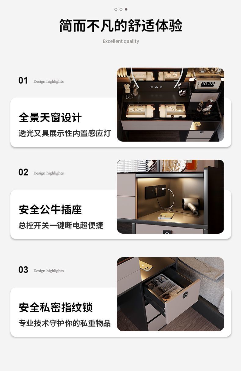 意式極簡梳妝檯帶妝鏡高級感臥室輕奢化妝桌一體可伸縮2025年新款