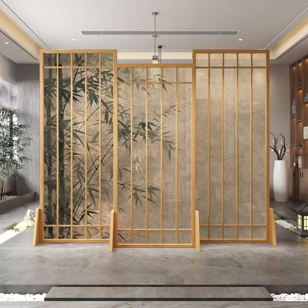 茶室隔斷屏風辦公室大廳新中式可移動餐飲美容院餐廳開業入戶玄關
