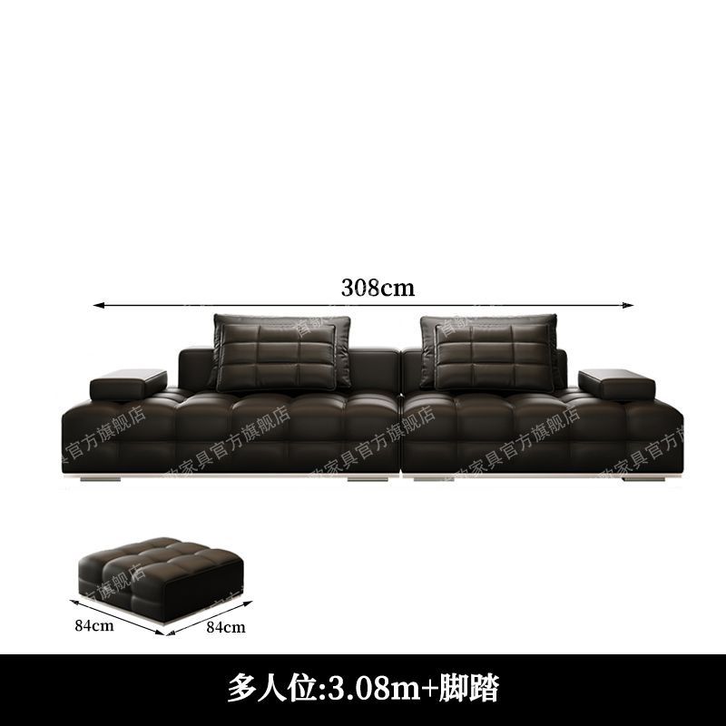 2025新款勞倫斯真皮輕奢意式極簡客廳設計師別墅大小戶型皮藝沙發