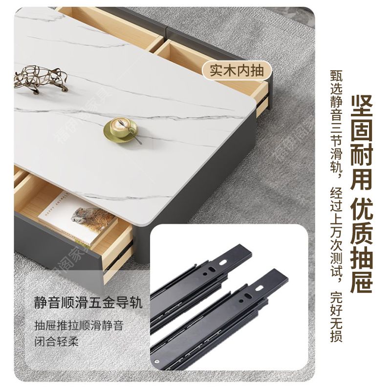 簡約意式輕奢家用客廳大小戶型新款落地櫃巖板電視櫃茶几組合現代