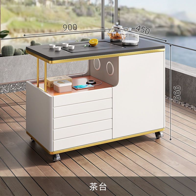 移动茶桌家用小户型乌金石茶台功夫茶几北欧多功能阳台小茶车